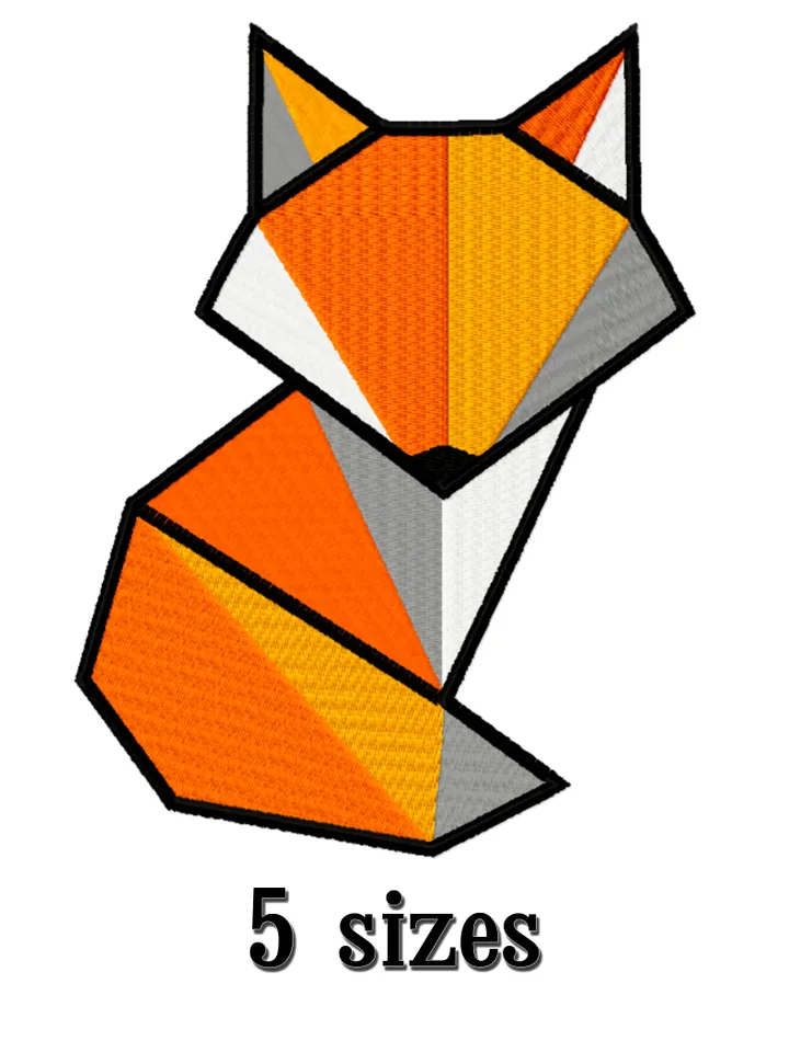 Fox machine embroidery design. Art machine embroidery design fox. Downloadable embroidery file. Instant download.