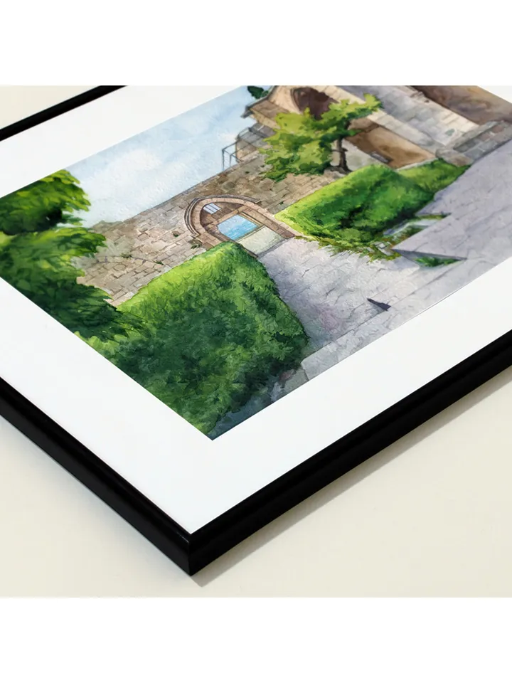 Printables, Ruins of the old fortress, Watercolor digital file, Urban landscape, Views of Northern Cyprus, Large poster