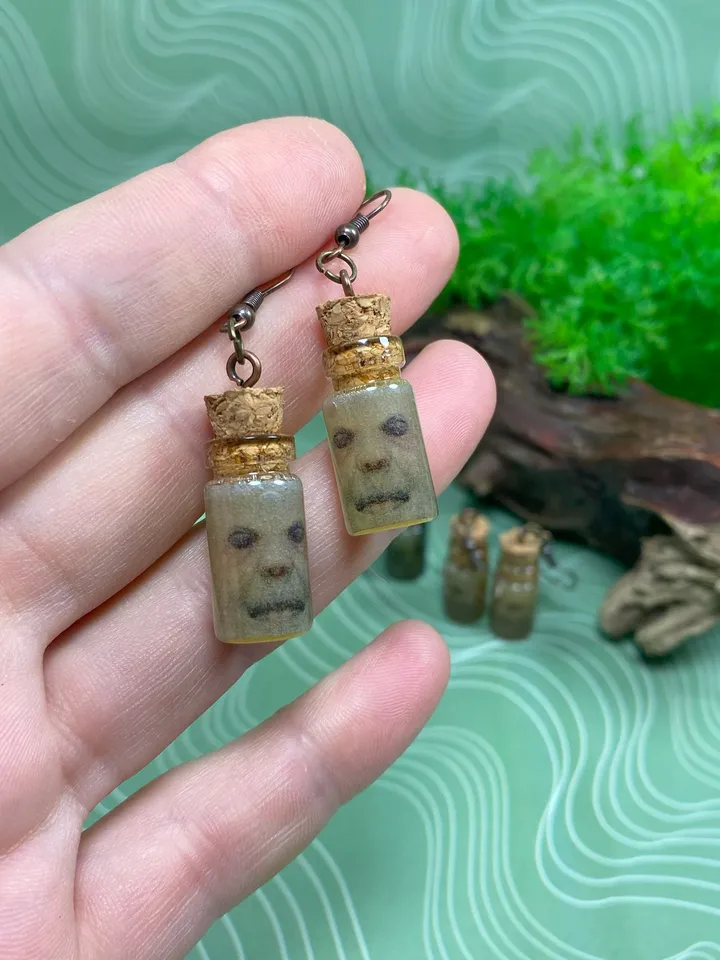 Creative handmade earrings. Interesting idea. Author's design. Earrings for Halloween.