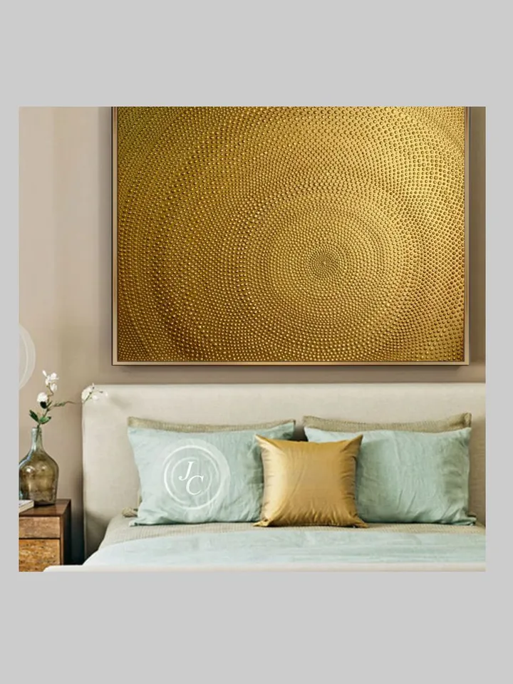 Gold Abstract Wall Art Glittery Golden Painting Textured art on Canvas Abstract painting Above bed decor by Juliya JC