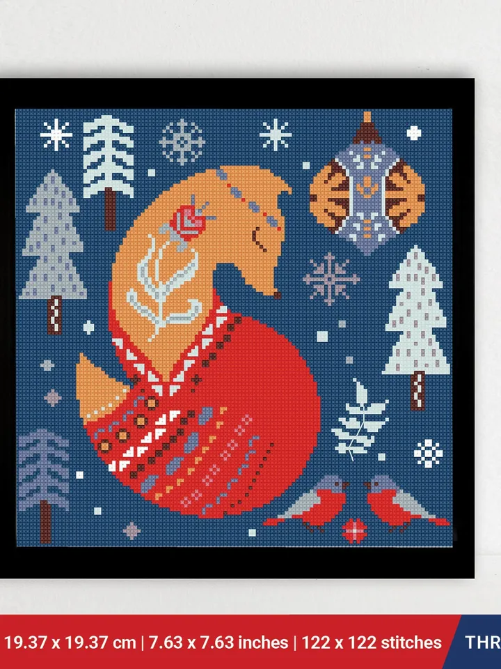 Scandinavian Fox stitch pattern, Christmas, ornament, New Year decor cross stitch pattern, counted, chart, gift DIY, embroidery, instant PDF
