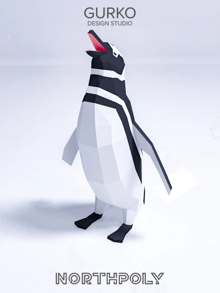 5 Magellanic Penguins Papercraft, Digital Template, PDF Download, Gurko, Low Poly, Pepakura, Origami Sculpture, Paper Party Decor, DIY Gift