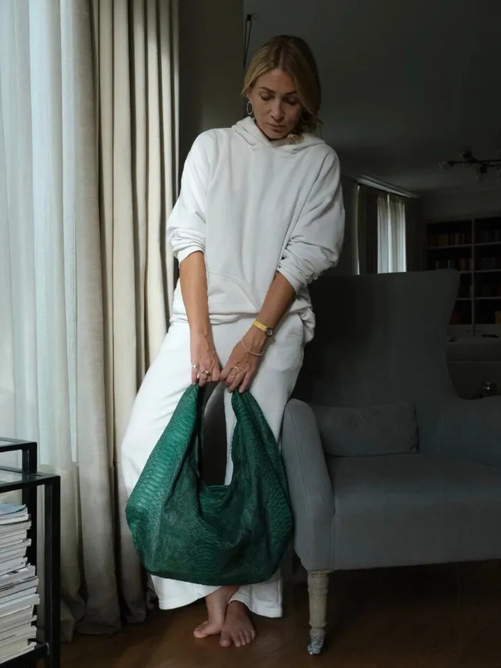 Big Soft Hobo Classy Sport Woman Bag | Purse Genuine Python Skin | Python Skin Products | Green Big Elegant Leather Designer Soft Bag Snake