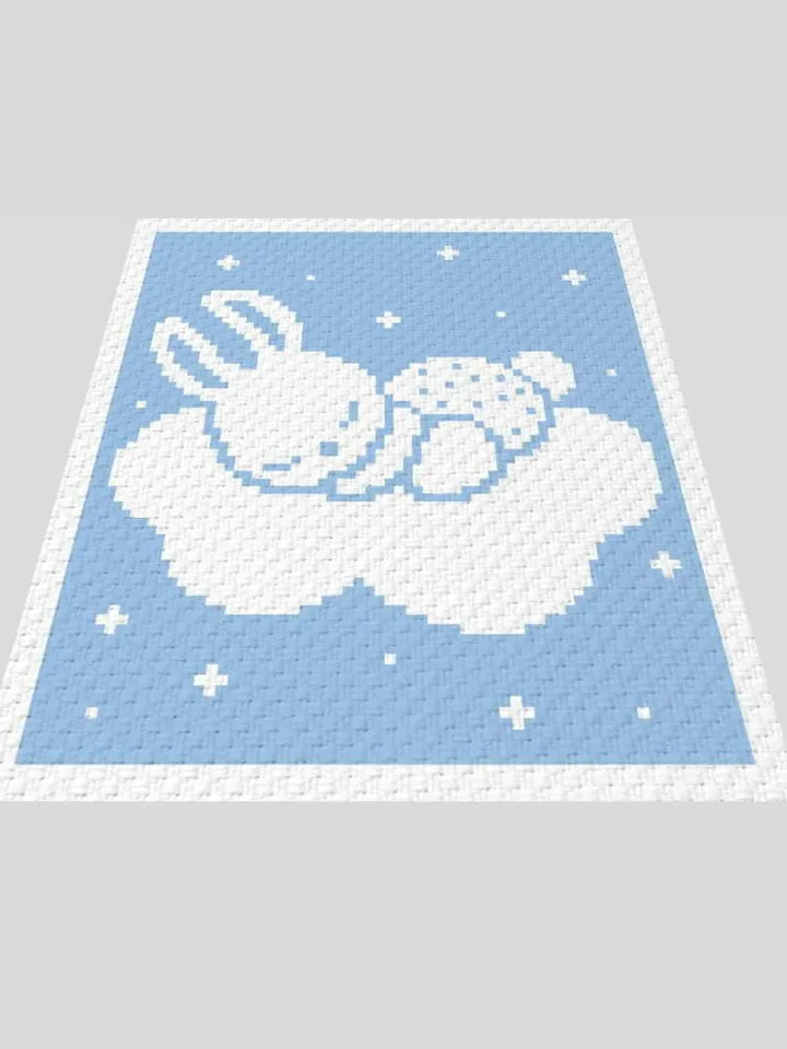 Bunny on the cloud-Crochet C2C graphgan blanket pattern