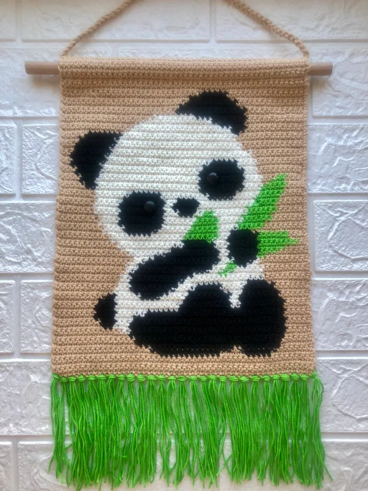 Crochet Panda Wall Hanging Decor Pattern PDF
