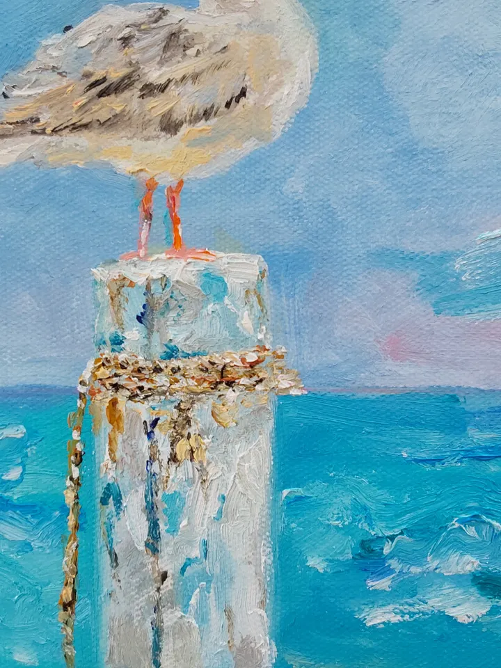 Gull oil painting 20x20cm (8x8 inches)