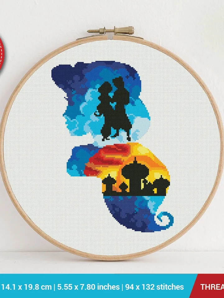 Princess Jasmine silhouette Cross stitch pattern | Embroidery Pattern | Instant Download | Embroidery Designs