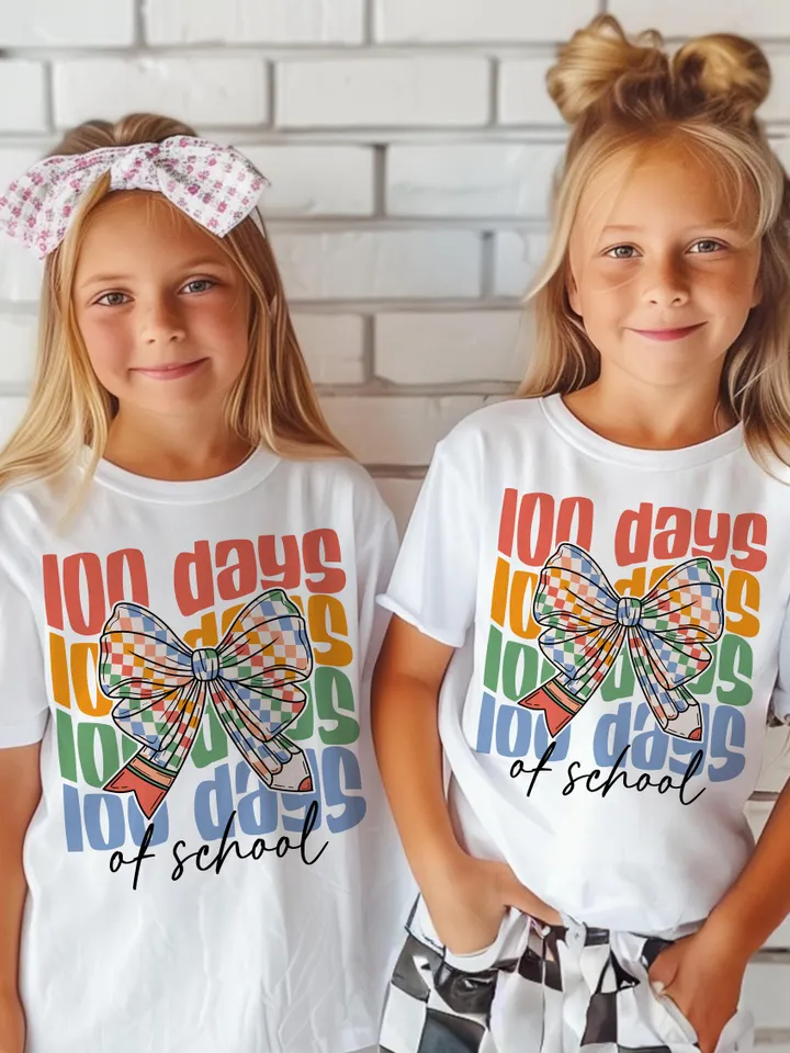 Coquette Bow 100 Days of School Png, 100 Days of School Png, Colorful Checkered Coquette Png, School Teacher Png, Teacher 100 Days Png