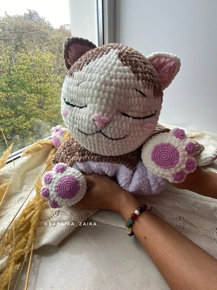 PDF Crochet Pillow Toy Pattern Marshmallow Kitty Amigurumi Plush Kitty Cute cat Amigurumi animal Crochet animal plush pattern Pillow pattern