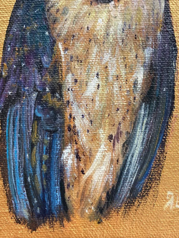 Owl Painting Original Small Bird Oil Painting Barn Owl Art Bird Lovers Gift Owl Wall Decor Owl Illustration 5 x 7 Art
