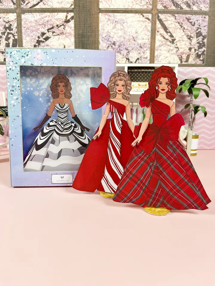 Holiday dresses for paper dolls