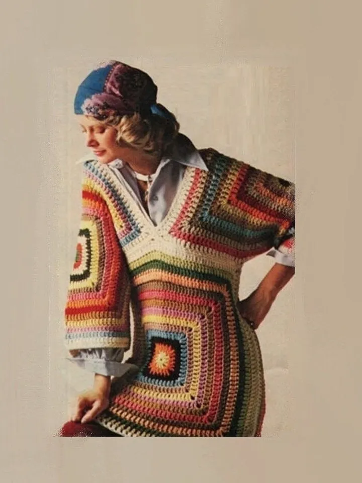 Crochet dress, dress granny squares, easy dress crochet pattern, dress sweater crochet