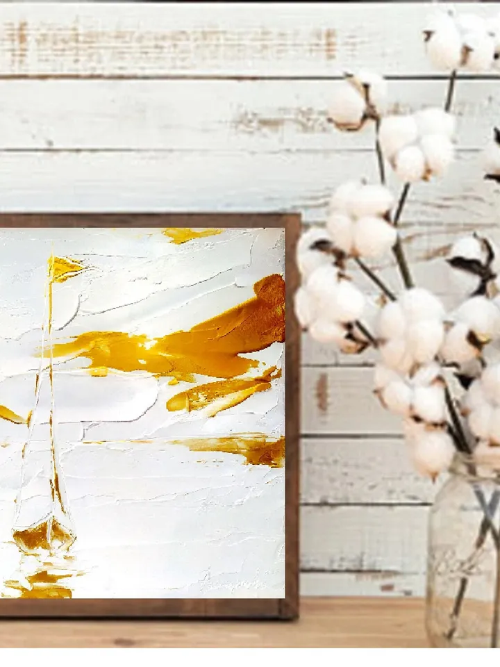 Original Abstract Painting boat Painting Original Art 3D Texture Art GOLD Texture Art Abstract Painting minimal painting by ArtProkopaloSv