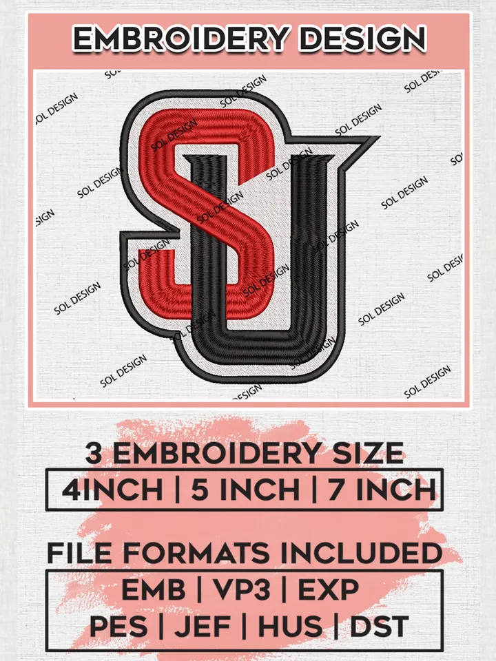 Seattle U Redhawks Team SU Letter Logo embroidery designs, NCAA Seattle U Redhawks Machine embroidery designs, NCAA Logo embroidery designs, NCAA Mastodons Machine embroidery designs, Digital Download