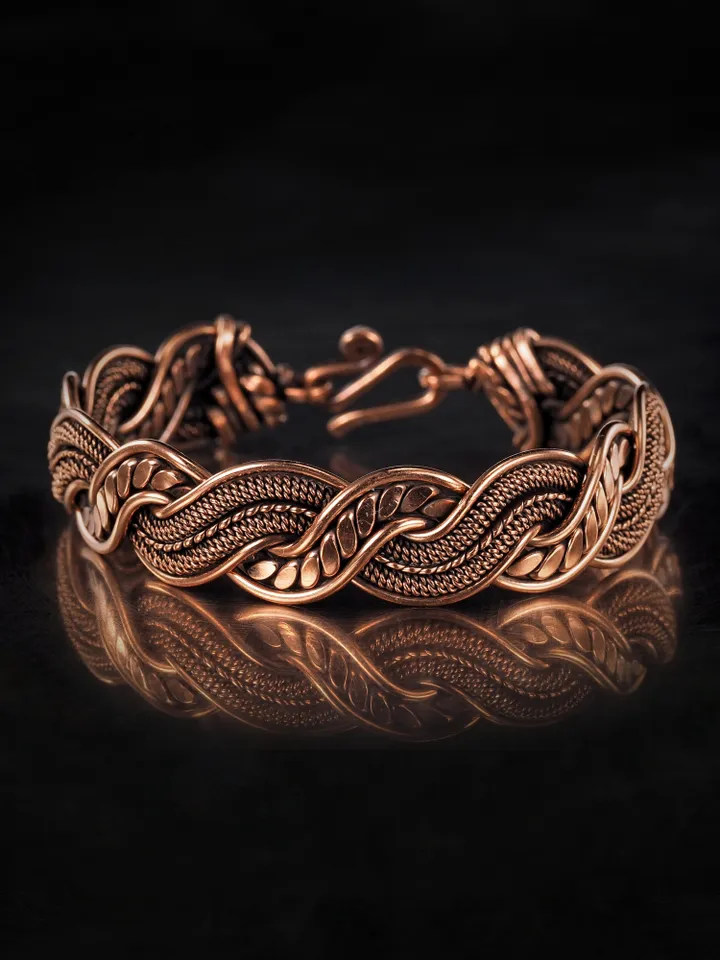 Copper wire wrapped bracelet for woman 7th Anniversary gift Small size bracelet