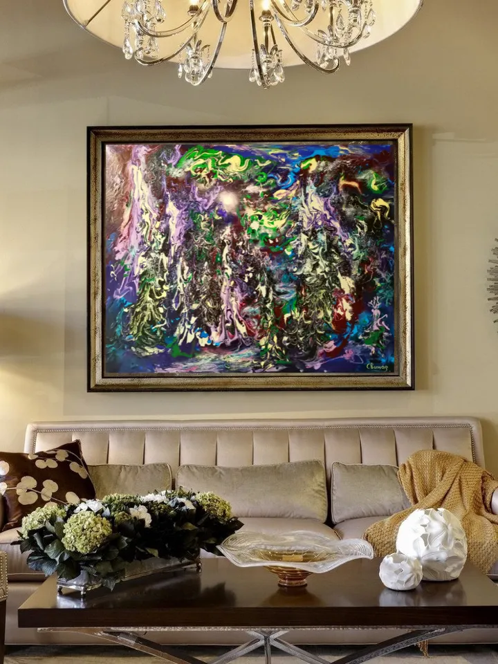 Moon Oil Painting Art Original Canvas Large Christmas Santa Claus Svinar Oksana