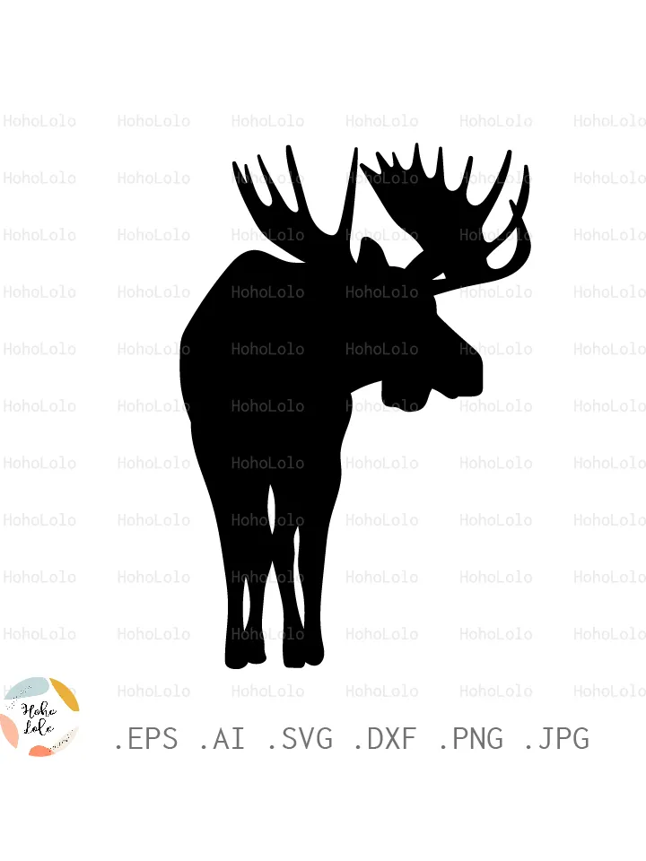 Moose Svg, Moose Silhouette, Forest Animal Svg, Moose Stencil, Moose Cricut, Moose Template Dxf, Moose Clipart Png