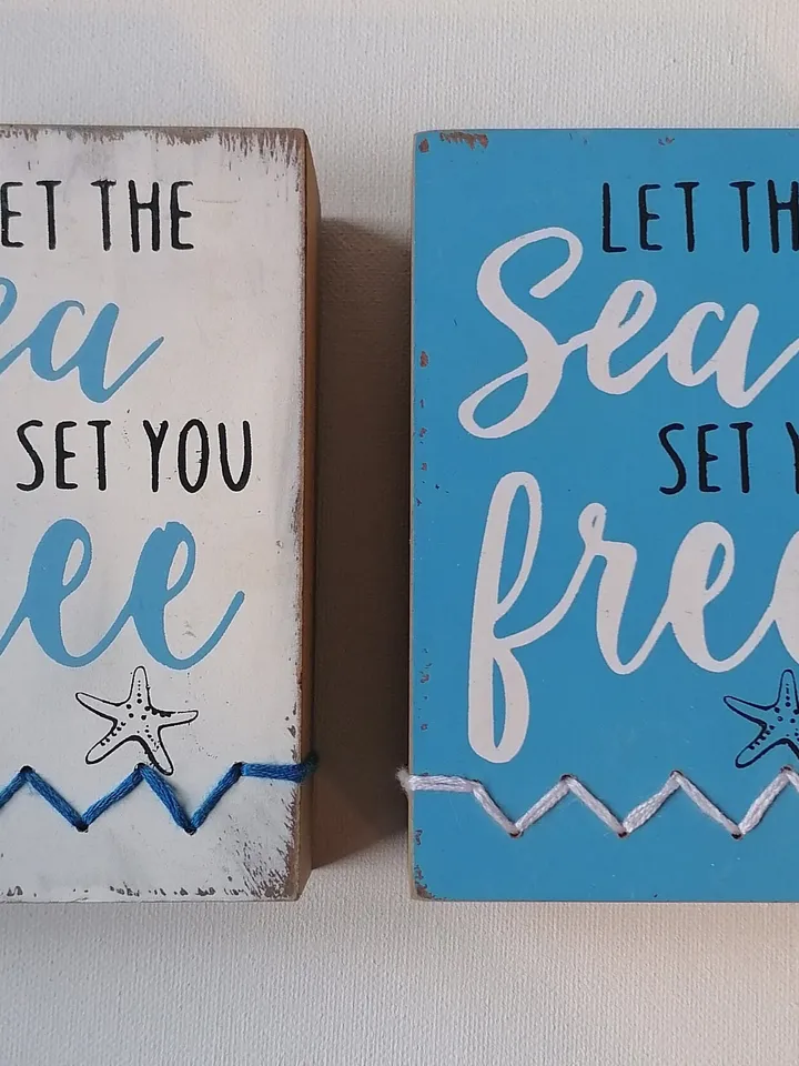 Let the sea set you free Signs, Vintage style Beach Sign, Beach Decor, beach wall decor, beach signs