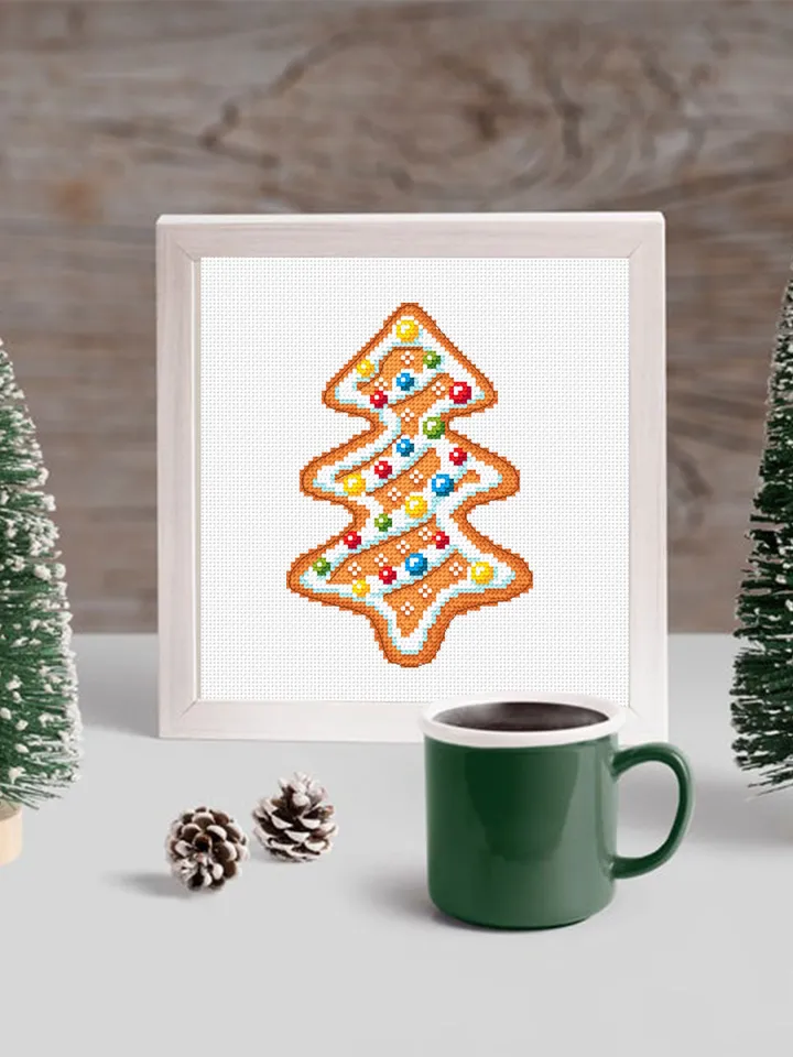 Gingerbread Christmas tree cross stitch pattern PDF Christmas gingerbread cross stitch chart, Small Christmas pattern download PDF #N89