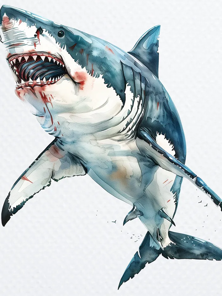 10 PNG Angry Shark Bundle, Watercolor White Shark Clipart, Printable Angry Shark images for sublimation, Paper craft, junk journal
