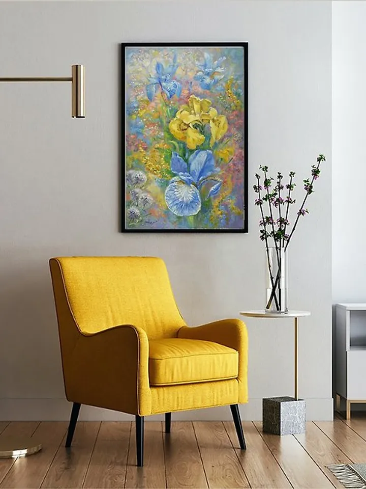 Irises Painting Flower Original Art Floral Oil Canvas Artwork