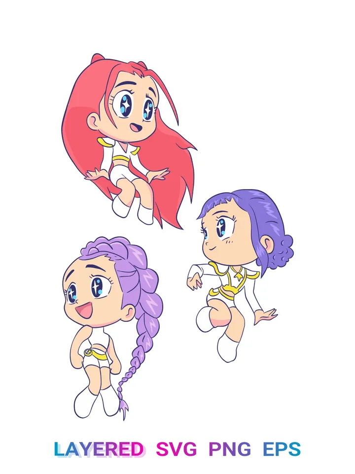 Kpop Demon Hunters PNG, Anime Chibi SVG, Cricut Clipart