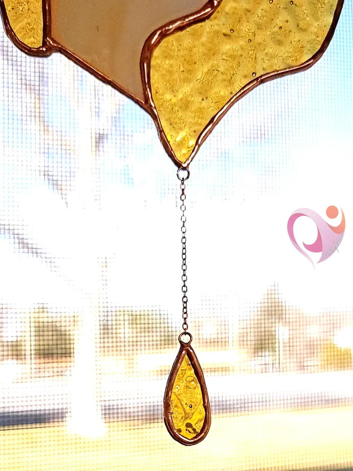 Real Stained Glass Honeycomb Suncatcher with Bee on Heart-Shaped Drippy Honeycomb with Glass Honey Drop Unique Gift for Bee Lover
