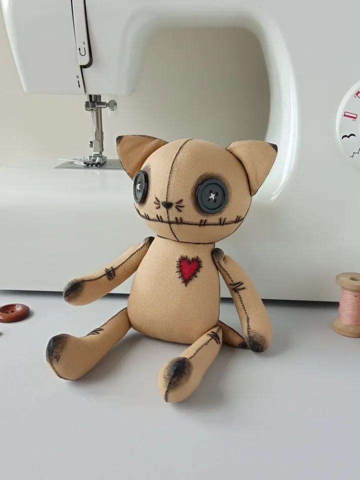 Handmade Stuffed Cat – Beige