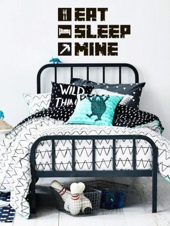 Eat, Sleep, Mine Decal - inspired Minecraft - Personalized 3D Wall Decal, Gamer Decal, Gift for Boys, Gift for Him, Kids Room 1