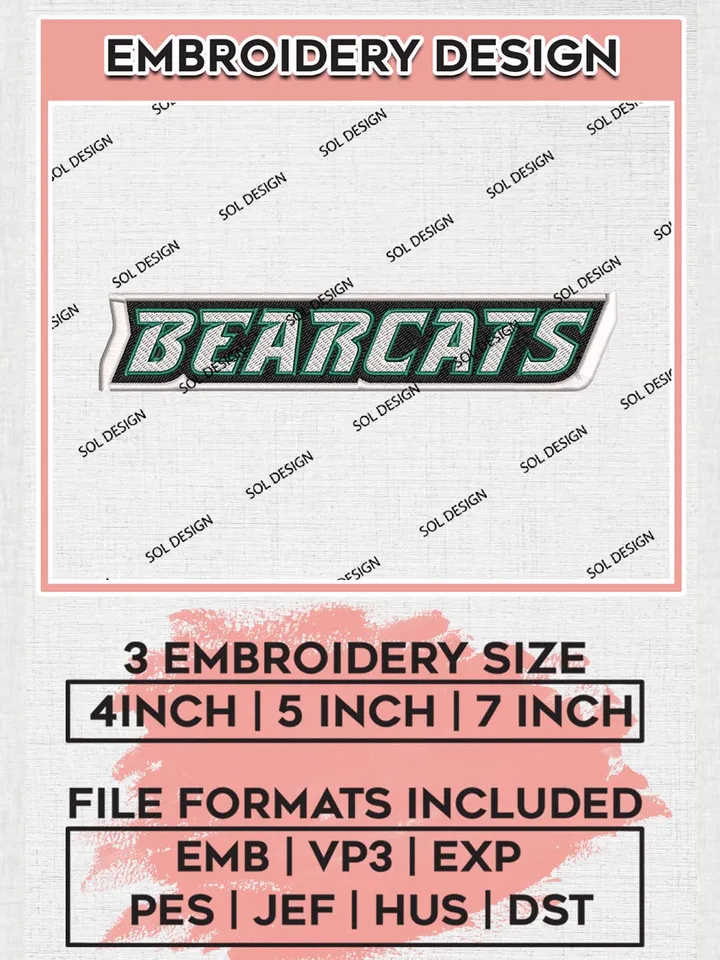 NCAA Binghamton Bearcats Wordmark Logo Machine Embroidery Design, NCAA Bearcats Embroidery Design Design files, NCAA Team Embroidery Designs, NCAA Machine Embroidery Designs, Digital Download