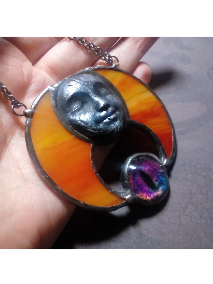 Moon crescent necklace, blood moon necklace, black lilith, soldered crescent, Halloween moon, witchy aesthetic