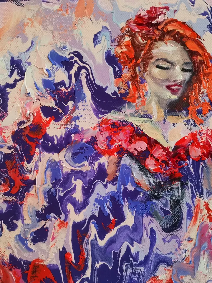 Girl Love Dance Abstraction Painting Original Art Canvas Artist Svinar Oksana