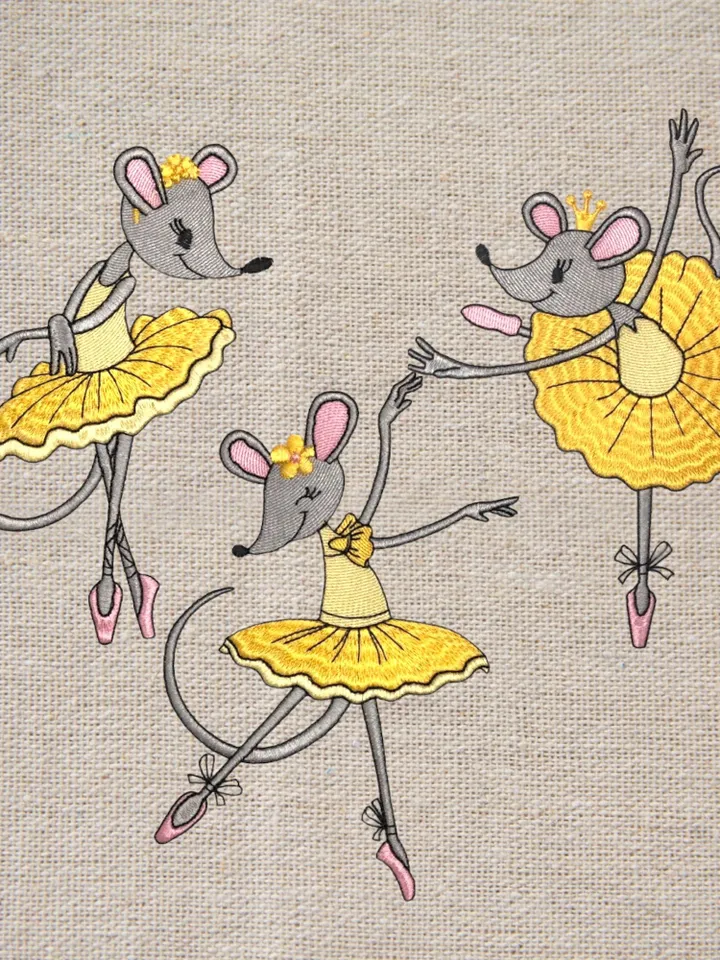 Ballerina Mices set of machine embroidery designs digital embroidery pattern Animal Machine embroidery motif Cute embroidery pattern