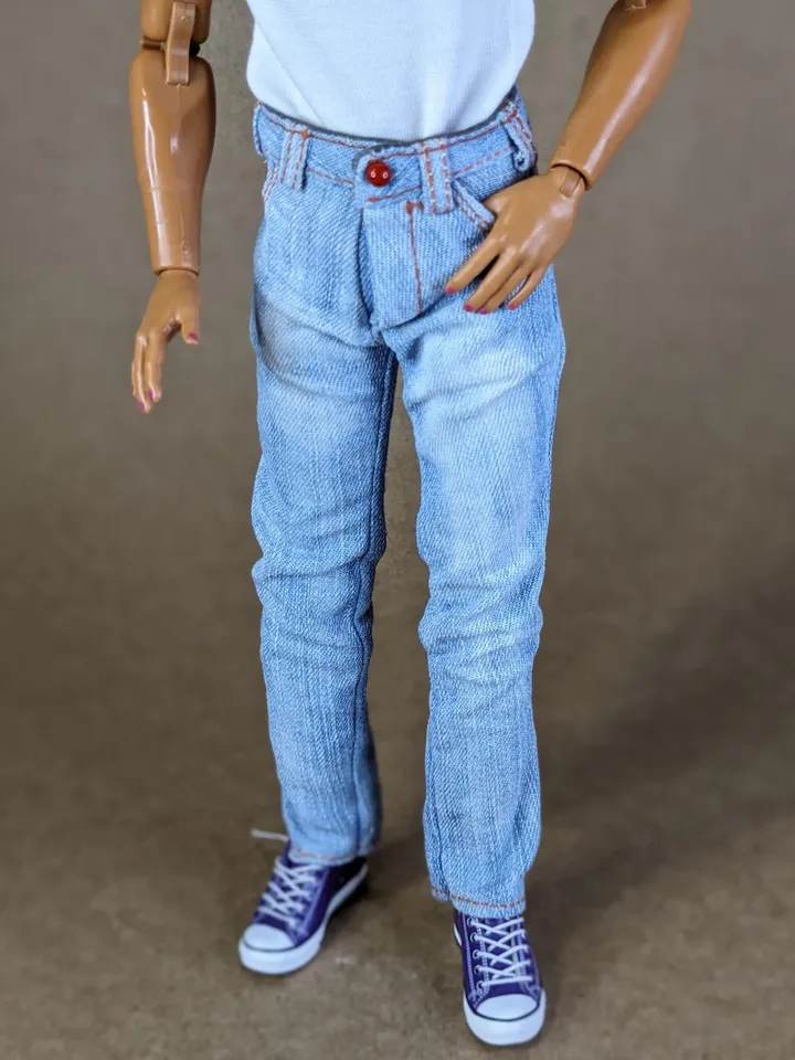 Classic bleached jeans for 12-inch fashion male doll