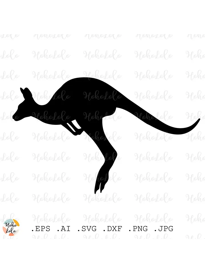 Kangaroo Svg, Kangaroo Cricut, Kangaroo Cutting files, Kangaroo Silhouette, Kangaroo Stencil Template Dxf, Kangaroo Clipart Png