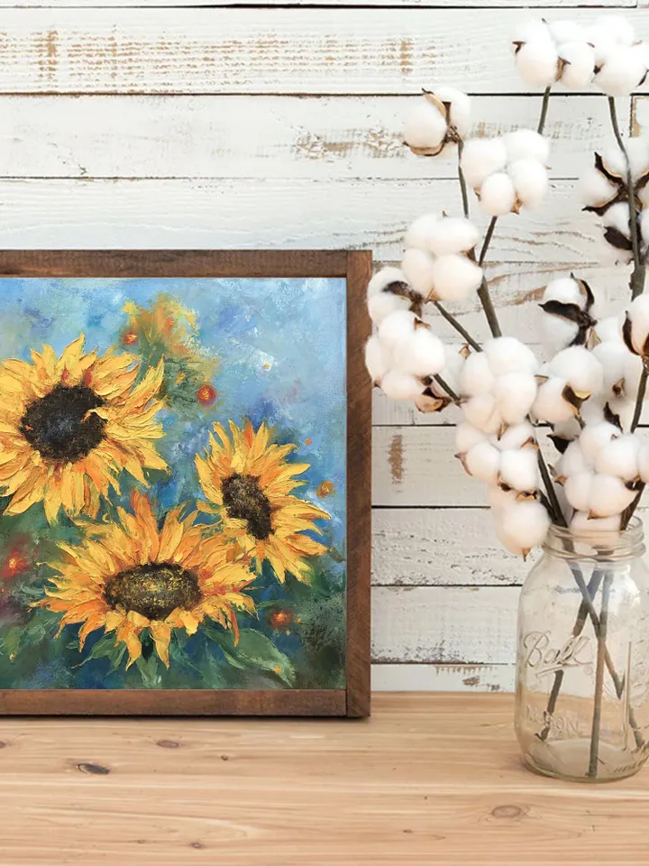 Sunflower Oil Painting Original Still Life Painting Flowers Wall Art
