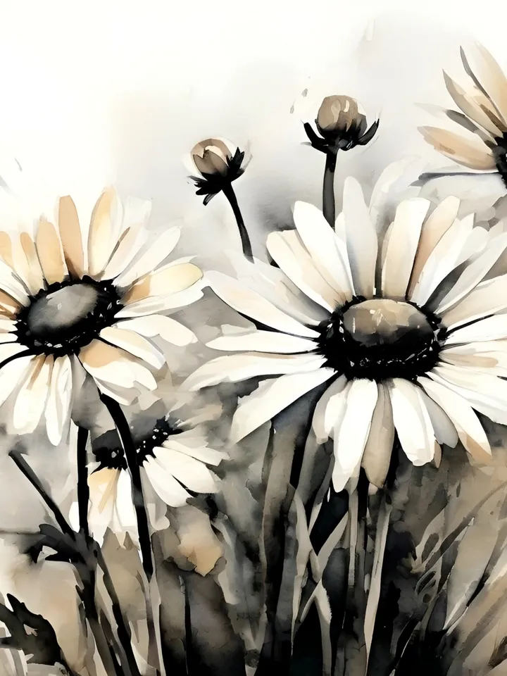 Daisies Black&White Poster FREE Digital Instant Download