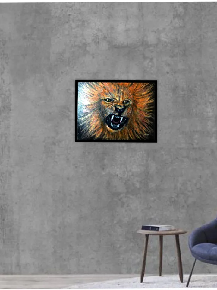 Lion painting ,roaring lion ,glow in the dark acrylic painting,canvas board,wall hanging,gift for him