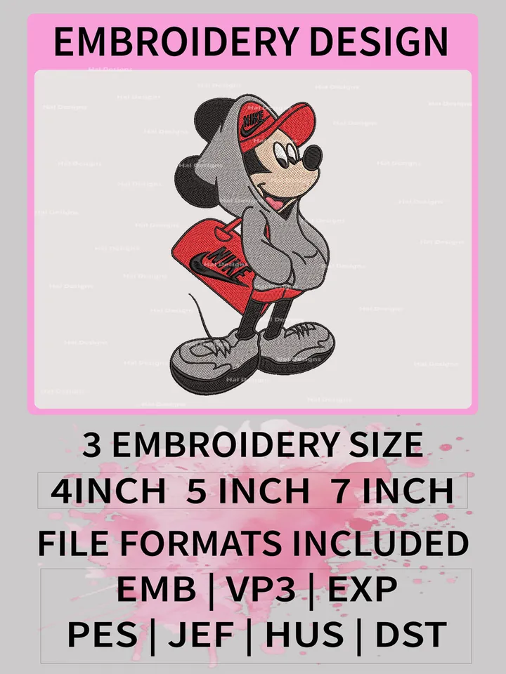 Mickey Nike Embroidery Files – Disney Mickey Mouse x Nike Machine Embroidery Design 🐭✔️