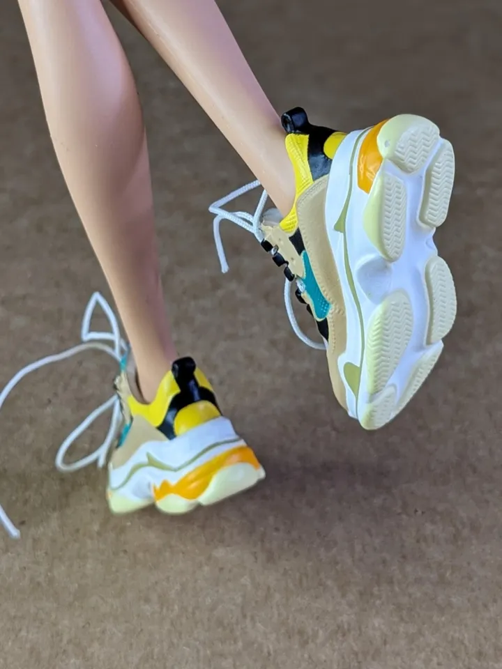 Beige, Green & Yellow sneakers for 11 inch female dolls (MH g1, g2, g3 or EAH)