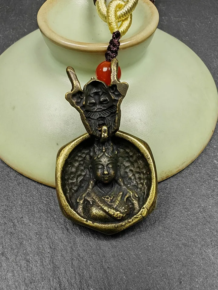 Double Faced Drashi Lhamo Amulet,Gandhanra Vintage Tibetan Buddhist Pendant,Zashi Lhamo,Buddhist Protective Charm,Spiritual Gift