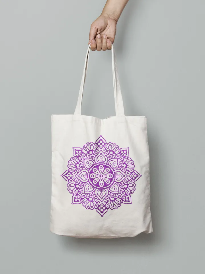 Mandala cross stitch pattern download PDF, Monochrome cross stitch chart, Modern mandala ornament digital PDF, Easy beginner stitch #M54
