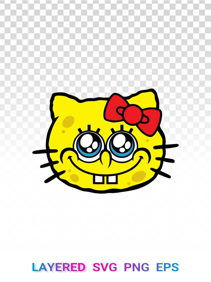 SpongeBob SVG PNG, Hello Kitty Crossover Cartoon Fun 🤩