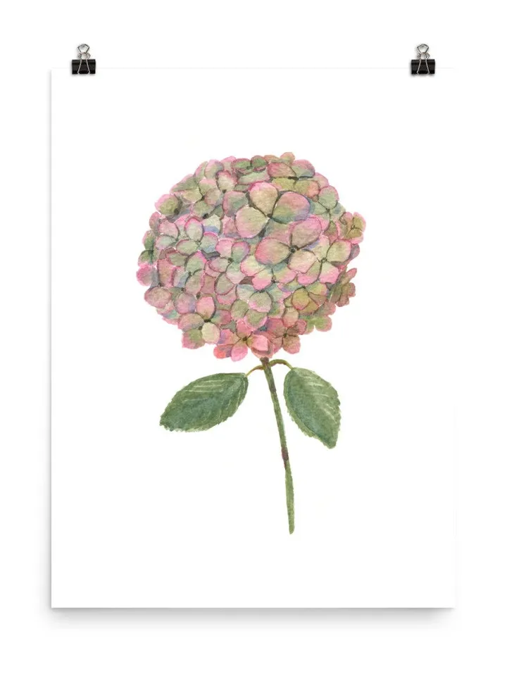 Hydrangea Flower Watercolor Poster Floral Painting Minimalist Wall Art Printable Artwork Botanical Painting Hydrangea Art Hydrangea decor
