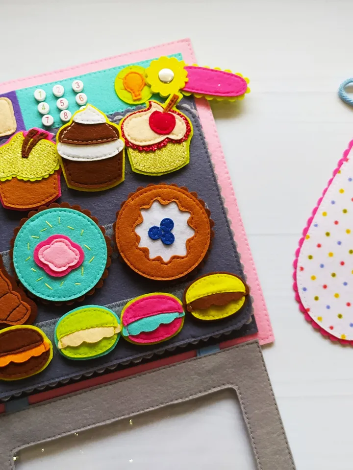 Kitchen Quiet book Pattern , Cooking Felt book pattern pdf, Soft sensory book template, Busy book sewing ideas for girl 2, 3, 4 year old