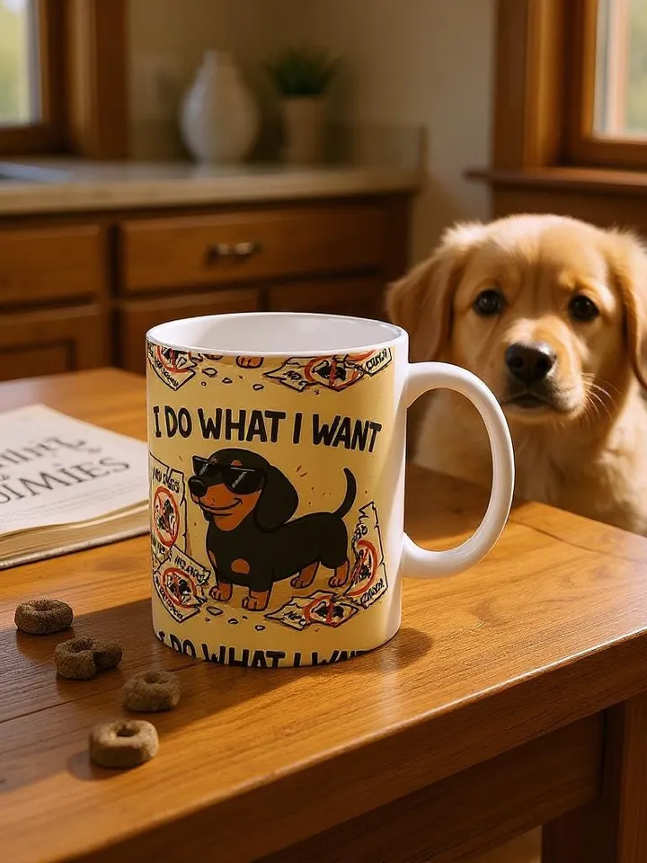 Whimsical Dachshund Dog Lover Ceramic Mug,I Do What I Want, Gift for Pet Owners, Coffee Cup, Cute Dog Mug, Animal Lovers, Gift For Dog Mom