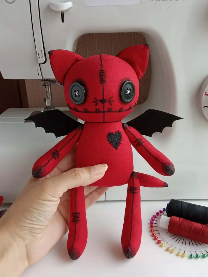 Handmade Cat Doll – Red