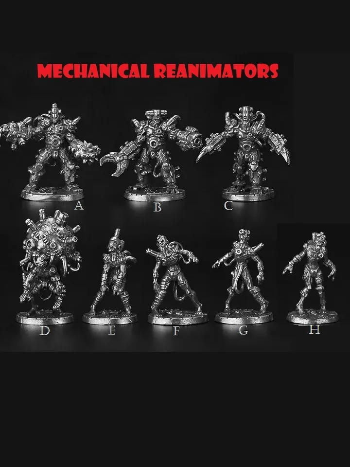 Mechanical Reanimator, copper miniatures, tabletop wargaming fantasy miniature figures.