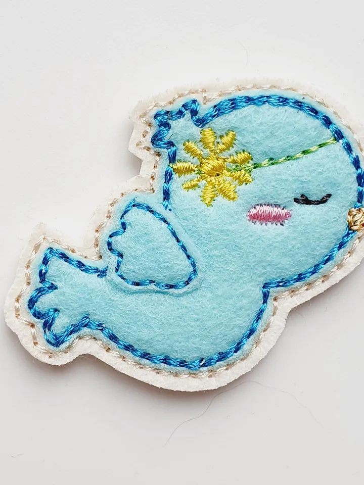 ITH Blue Bird Feltie Embroidery Design Applique, Mini Bird Embellishment Pattern, 4x4 Hoop DIY Craft File