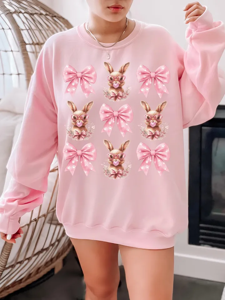 Easter Bunny Coquette PNG, Easter Bunny png, Easter png, Coquette Easter png, Girls Easter Png, Bunny Bow Png, Easter shirt png, Bunny Png